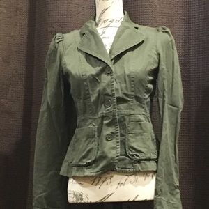 Ann Taylor LOFT green cotton blazer jacket size 4